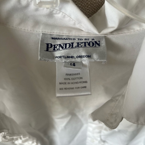 EUC Pendleton 100% Cotton Long Sleeve Button Up Ruffle Shirt, Size 14 - Picture 4 of 6